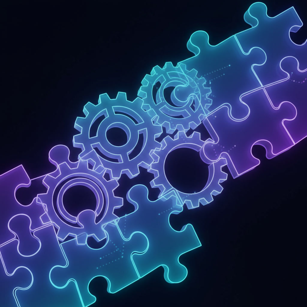 gemini-2.5-flash-image_Abstract_3D_render_of_custom-fitted_interlocking_gears_and_puzzle_pieces_made_of-0